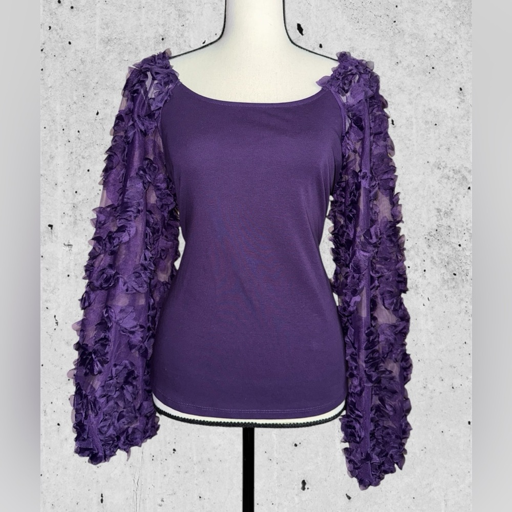 ELEGANT 3D PRINTED FLOWERED RUFFLE POOF LONG SLEEVE BLOUSE
